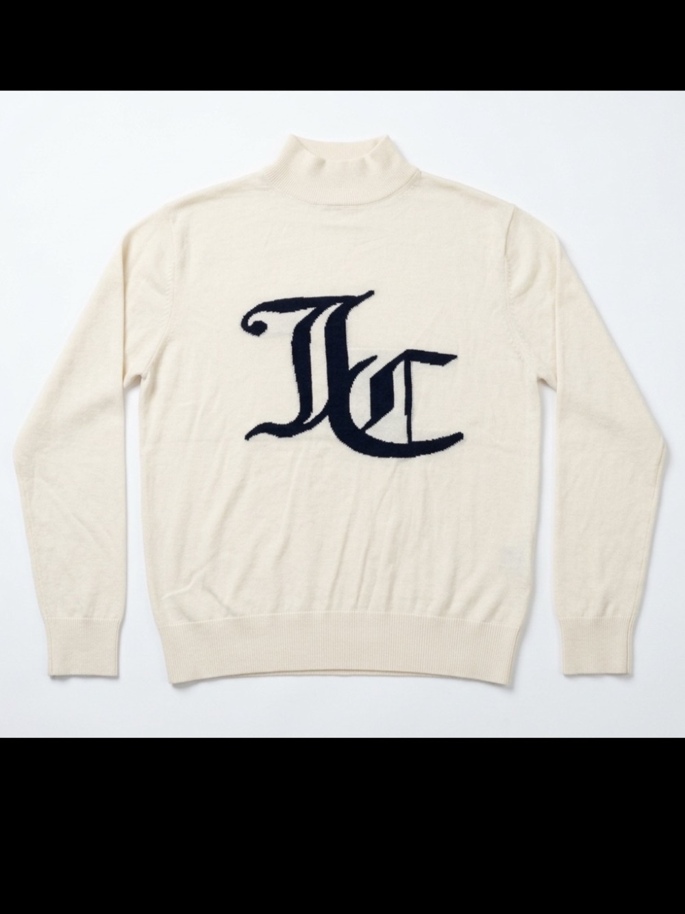 Juicy Couture vintage size L Cream Sweater with Navy Monogram Y2K